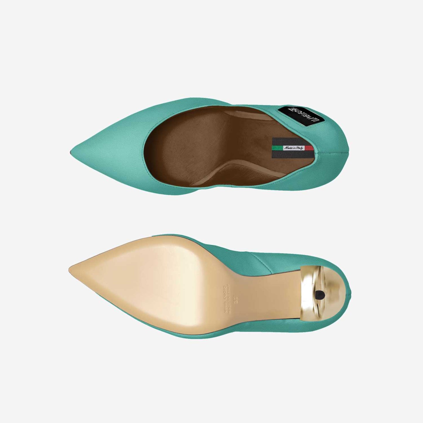 LIVELEO9 Gold Heel  | Turquoise | Gold | Brown |