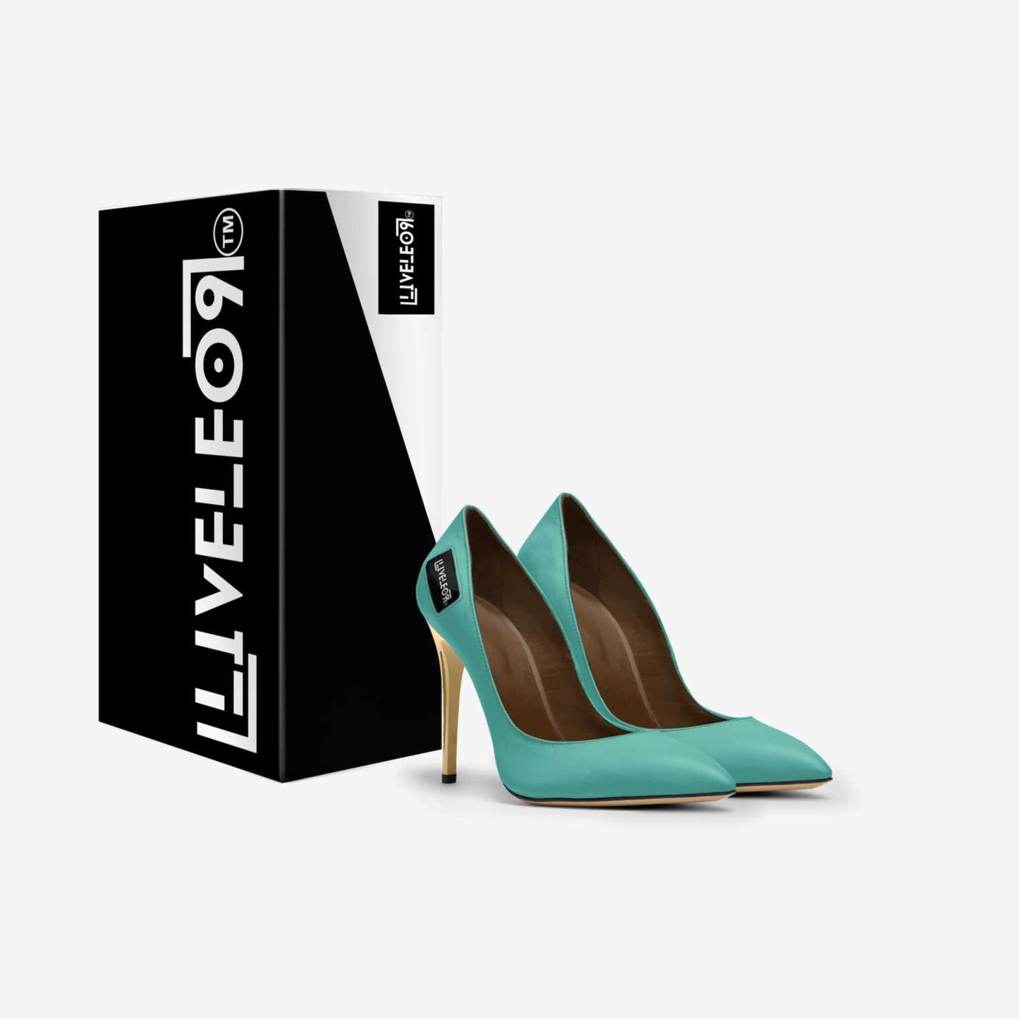 LIVELEO9 Gold Heel  | Turquoise | Gold | Brown |