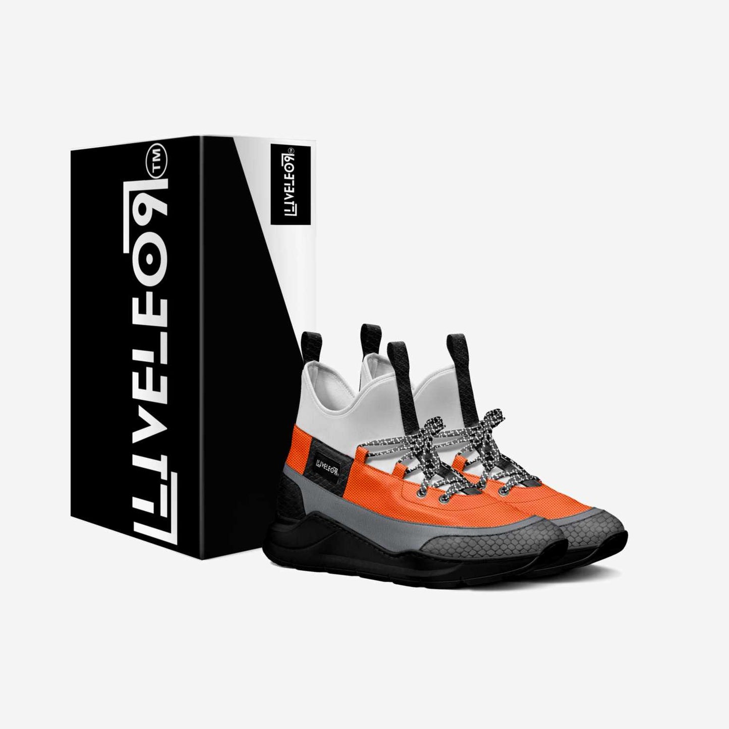 LIVELEO9 Sock Sneaker | Texture Orange | Grey | Black Python |