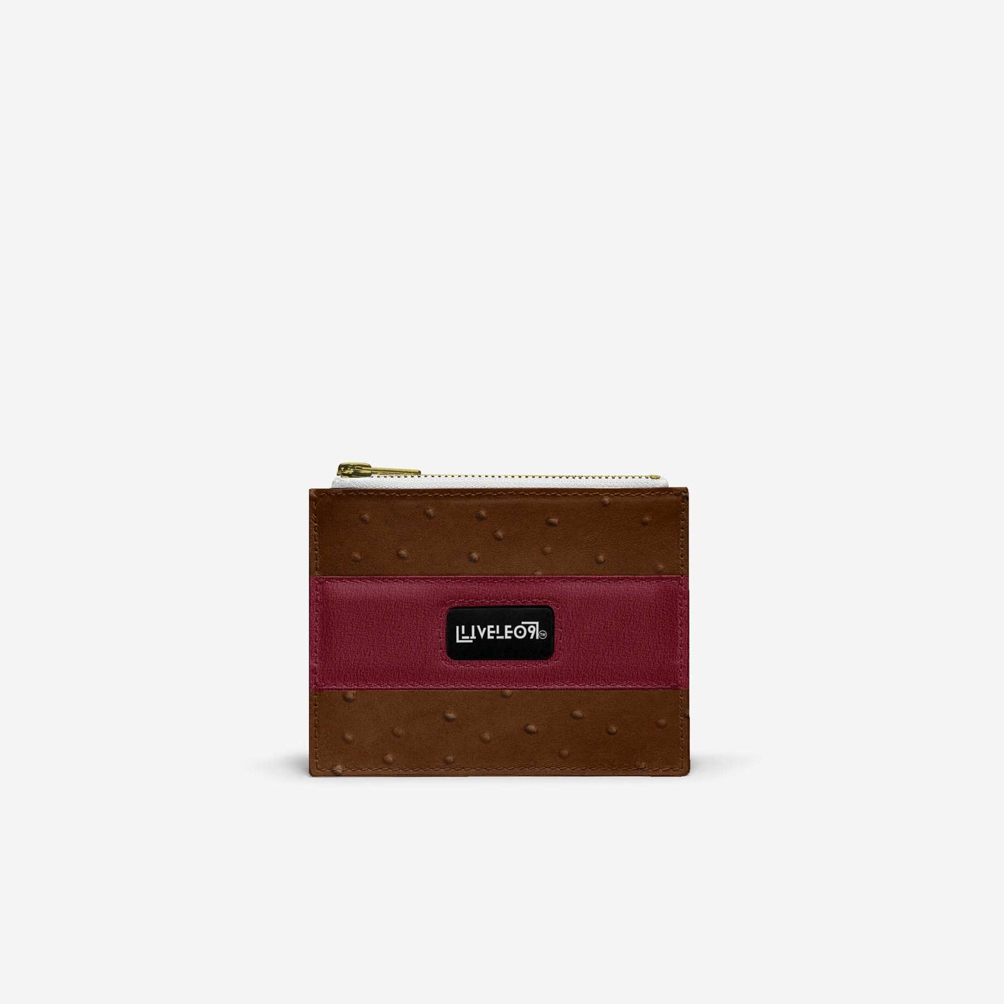 LIVELEO9 Ostrich Wallet | Brown | Red | Yellow |
