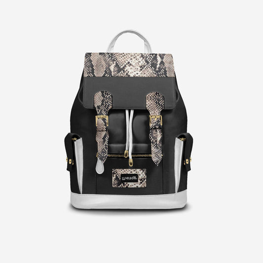 LIVELEO9 Lamb Skin Leather Backpack | Cream | Black | White |