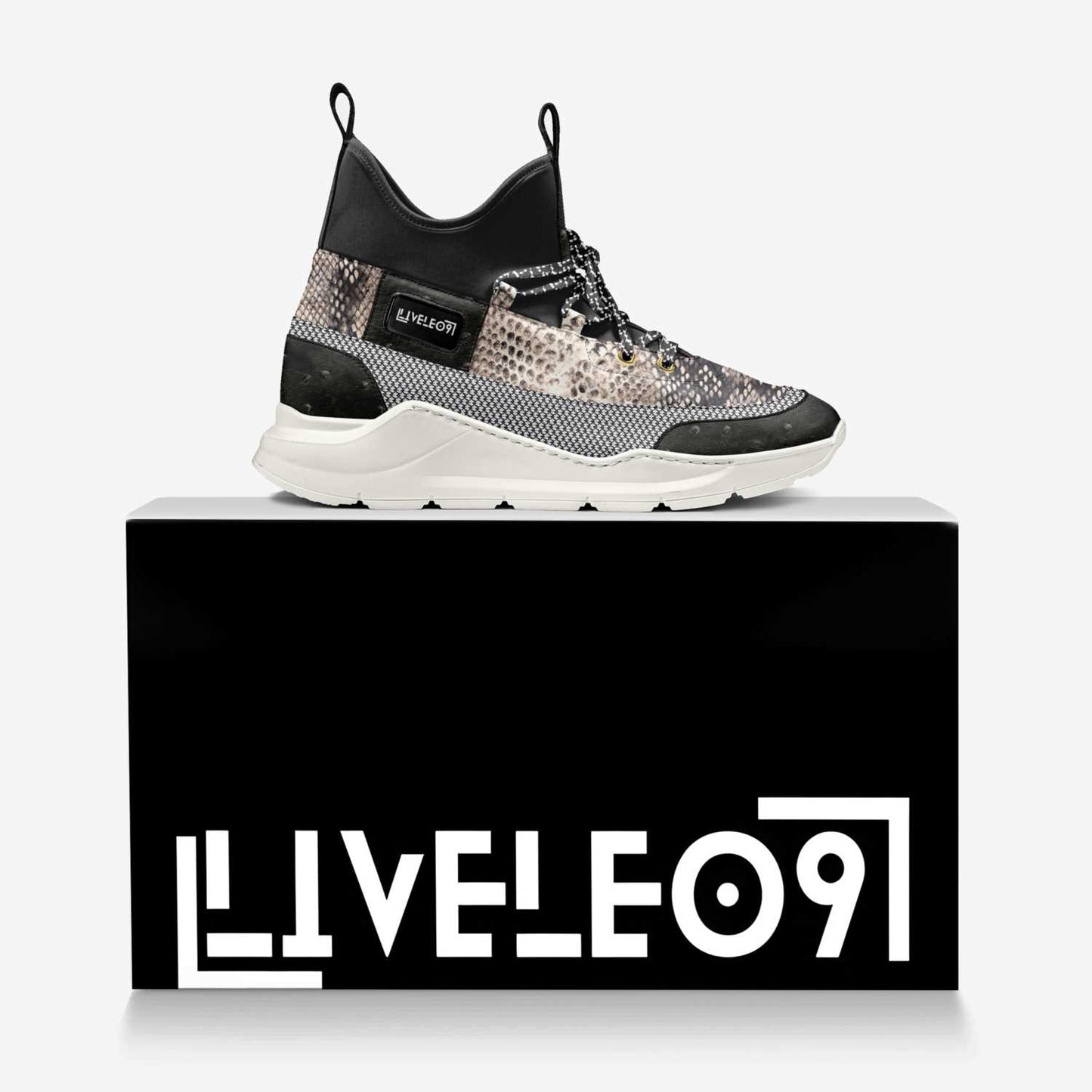 LIVELEO9 Sock Sneaker | Black | White | Snake Skin | Hounds Tooth |
