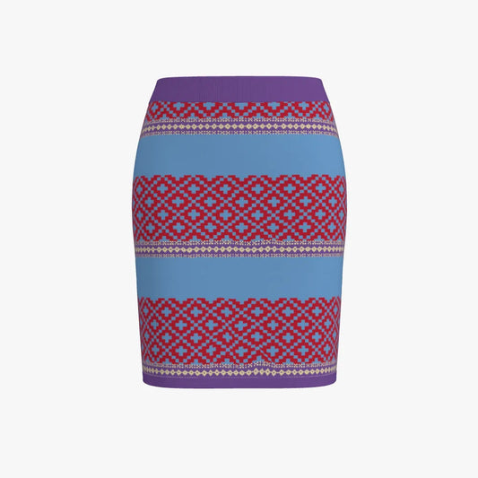 Women's Jacquard Short Skirt | 12 GG | Scarlet Red | Lavender | Sky Blue | Gold |